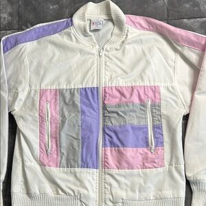 Colorblock Lightweight Jacket with Pink and Purple Accents